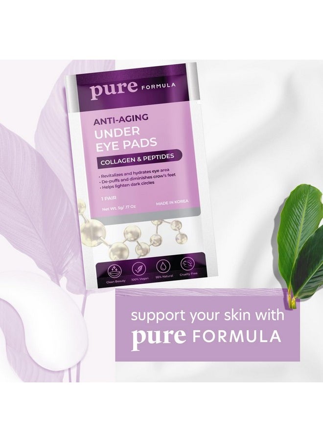 Pure Formula Collagen and Peptides Under Eye Patches - Reduces Puffiness & Dark Circles, Firming & Anti-aging Under Eye Pads - Cruelty Free Korean Skin Care For All Skin Types - 5 Pairs