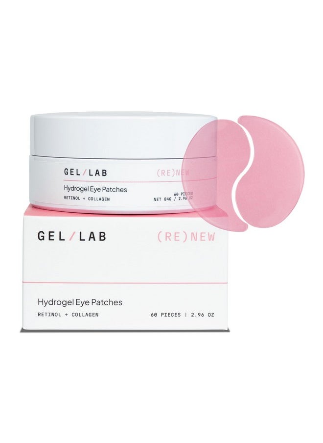 Gel Lab RENEW Collagen & Retinol Under Eye Gel Patches - Korean Hydrating Eye Mask for Fine Lines, Wrinkles, Firming, and Brightening Skin - 60 Gel Eye Patches