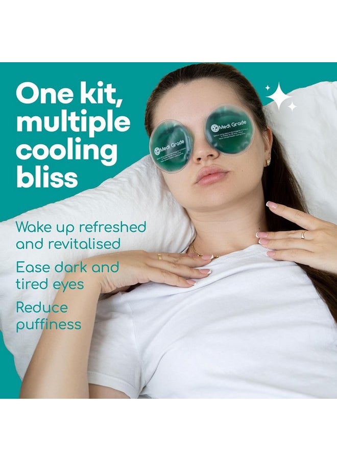 Medi Grade Cooling Ice Face Mask and Cooling Eye Mask for Puffy Eyes & Migraine Relief - Self Care Face Ice Pack with ChillGel Face Ice Mask Technology - Cooling Face Mask, Eye Pads and Bag
