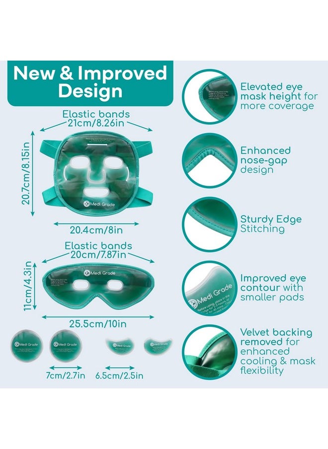 Medi Grade Cooling Ice Face Mask and Cooling Eye Mask for Puffy Eyes & Migraine Relief - Self Care Face Ice Pack with ChillGel Face Ice Mask Technology - Cooling Face Mask, Eye Pads and Bag