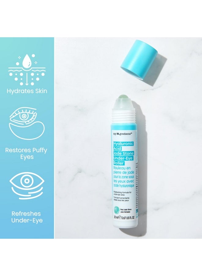masque BAR My Ingredients Hydrating Under Eye Serum with 360° Jade Stone Roller, Niacinamide & Hyaluronic Acid Treats Eye Puffiness, Dark Circles- Instant Wrinkle Remover -Revitalize Tired Skin-20ml