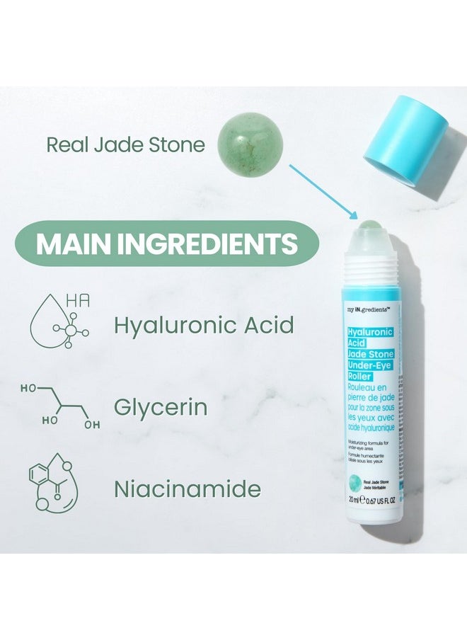 masque BAR My Ingredients Hydrating Under Eye Serum with 360° Jade Stone Roller, Niacinamide & Hyaluronic Acid Treats Eye Puffiness, Dark Circles- Instant Wrinkle Remover -Revitalize Tired Skin-20ml