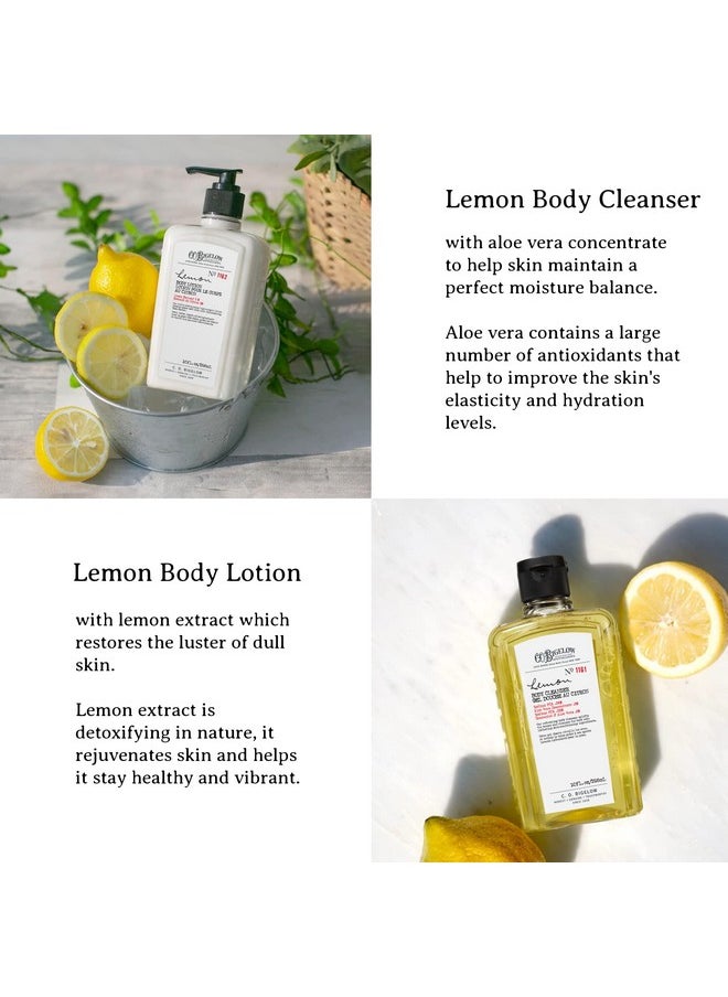 C.O. Bigelow Apothecary Duo, Lemon Body Care Gift Box with Body Soap & Lotion, Gift Set of Two - Moisturizing Lotion & Liquid Hand Wash for Dry Skin - 10fl oz Each