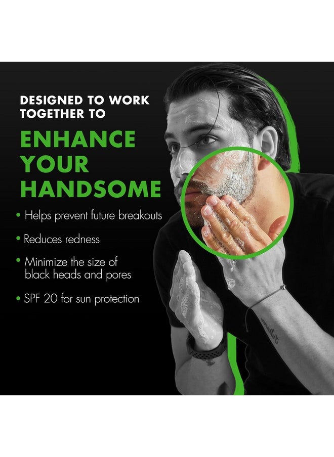 Tiege Hanley Men's Acne Treatment System (Level 2), The TiegeClear Acne Advanced Routine for Smooth Skin - Includes Sal Acid Wash, Glycolic Acid Pads, and Acne Serum - All Skin Types