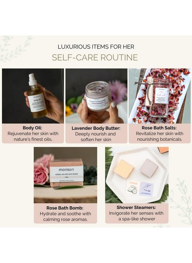 Self Care Gift Basket for Mom: New Mommy Care Package Pampering Gift Set with Bath Accessories and Natural Skincare Products. Our Spa Day Kit for Women is the ideal Birthday Gift Basket for her.
