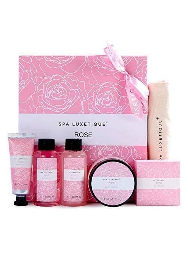 Spa Gifts for Women Spa Luxetique Bath and Body Gifts Set 6pcs Gift Baskets for Women Rose Bath Sets for Women Christmas Gifts For Women