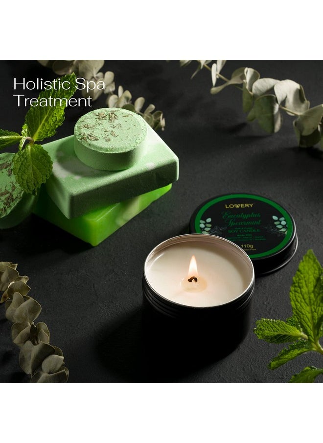 Christmas Eucalyptus Spearmint Bath Set, Home Spa Set with Natural Mint Fragrance, 17 Pcs Gift Basket, Eucalyptus Bath Oil, Shower Gel, Bubble Bath, Bath Crystal, Steamer Tablet & More, Birthday Gift