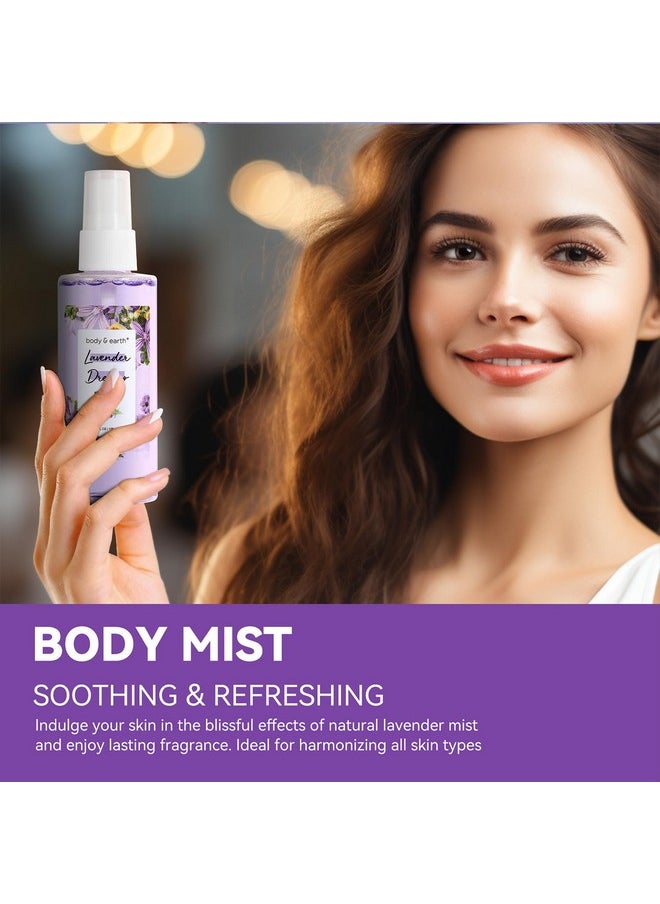 BODY & EARTH Body Mist Gift Set - Spa Gifts for Women, Perfume, Body Lotion, and Body Scrub in a Lavender Dreams Box- Perfect Birthday Gifts for Moms, and Special Occasions,Unique Gift Ideas for Her