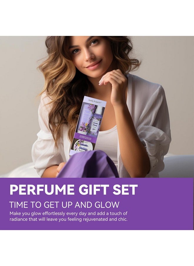 BODY & EARTH Body Mist Gift Set - Spa Gifts for Women, Perfume, Body Lotion, and Body Scrub in a Lavender Dreams Box- Perfect Birthday Gifts for Moms, and Special Occasions,Unique Gift Ideas for Her