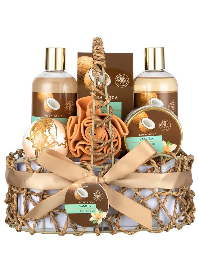 Spa Gift Baskets for Women, 7pcs Set Vanilla Spa Gifts for Women, Bath and Body Gift Set with Bath Bomb, Relaxing Spa Kit for Women, Skin Care, Gifts for Women from RA ROSA ACCA