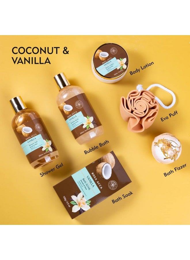 Spa Gift Baskets for Women, 7pcs Set Vanilla Spa Gifts for Women, Bath and Body Gift Set with Bath Bomb, Relaxing Spa Kit for Women, Skin Care, Gifts for Women from RA ROSA ACCA