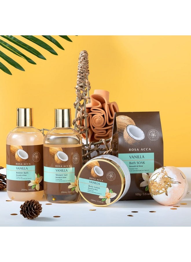 Spa Gift Baskets for Women, 7pcs Set Vanilla Spa Gifts for Women, Bath and Body Gift Set with Bath Bomb, Relaxing Spa Kit for Women, Skin Care, Gifts for Women from RA ROSA ACCA