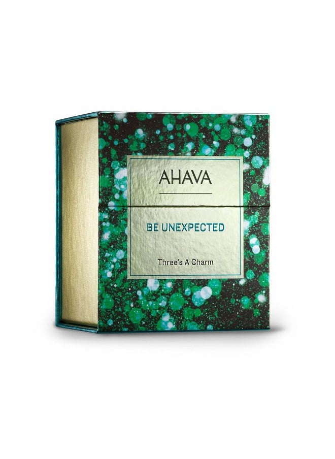 AHAVA Three’s A Charm Gift Set - Includes Mineral Body Lotion, Mineral Hand Cream & Mineral Shower Gel, Enriched with Exclusive Dead Sea Mineral Blend Osmoter, 3 x 1.3 Fl.Oz