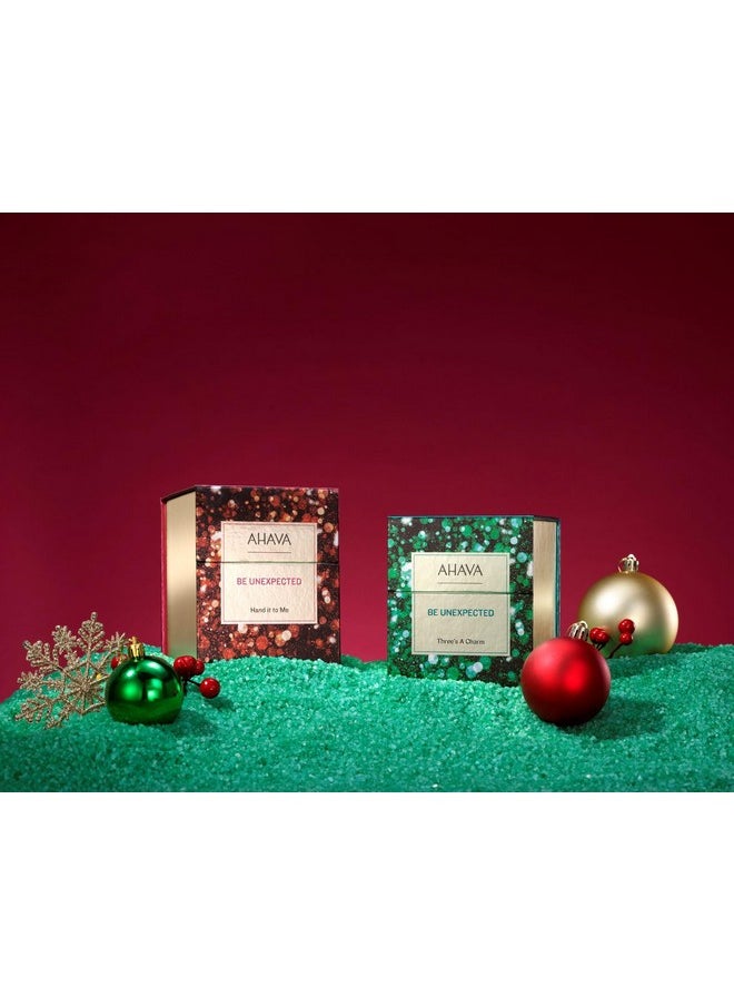 AHAVA Three’s A Charm Gift Set - Includes Mineral Body Lotion, Mineral Hand Cream & Mineral Shower Gel, Enriched with Exclusive Dead Sea Mineral Blend Osmoter, 3 x 1.3 Fl.Oz