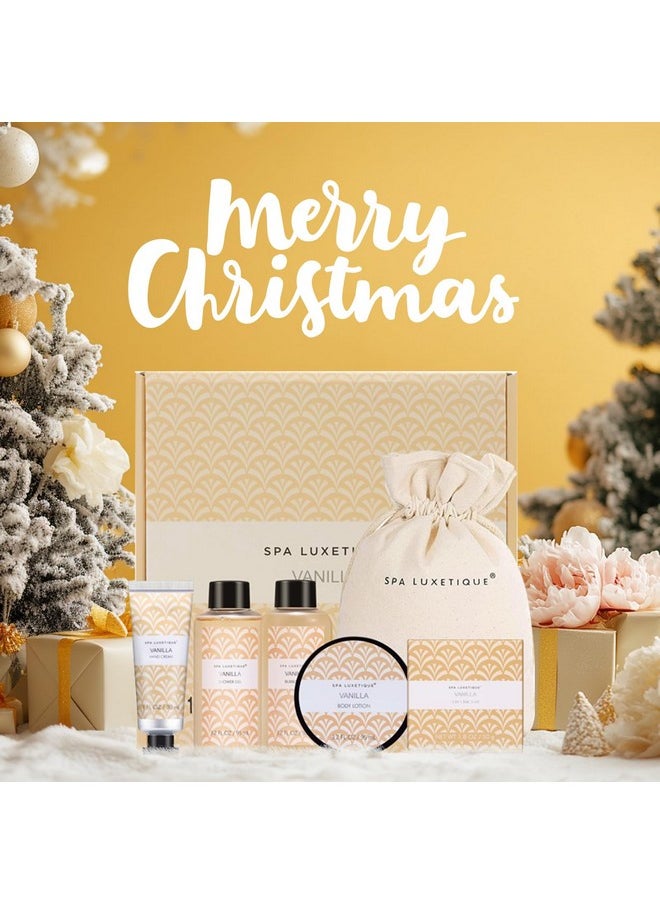 Spa Luxetique Spa Gifts for Women 6pc Vanilla Bath Sets Women Gift With Body Lotion, Shower Gel, Bubble Bath, Hand Cream, Bath and Body Gifts Set, Christmas Gift Sets, Bath Gifts for Women