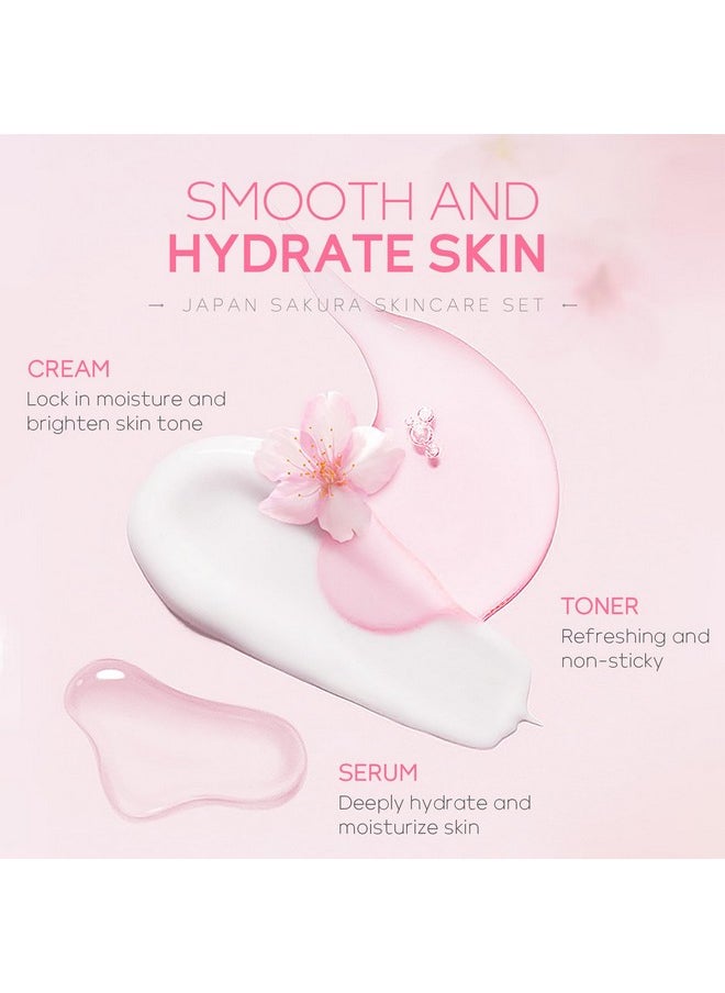 LAIKOU Skin Care Set JAPAN SAKURA Women Beauty Gift Sets Skin Care Kit with Cleanser, Toner, Serum, Eye Cream, Face Cream Travel Kit for Women Teen Girls Mom Daughter Birthday TSA-friendly Sizes 5pcs