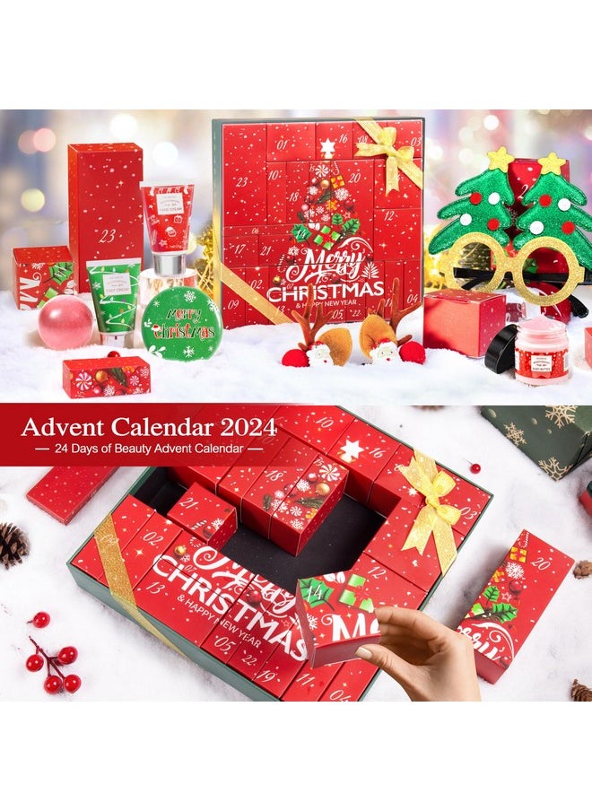 LUCOTIYA Advent Calendar 2024-24 Days of Beauty Advent Calendar, Bath and Body Gifts Sets for Women, Christmas Gift Baskets for Women, Skincare Beauty Advent Calendar