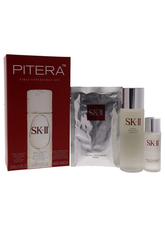 SK-II Pitera First Experience for Unisex 3 Piece Kit (2.5 Ounce Facial Treatment Essence + 1 Ounce Facial Treatment Clear Lotion + 1 Count Facial Treatment Mask)