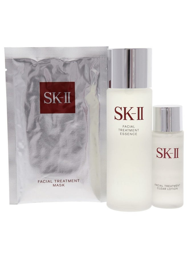 SK-II Pitera First Experience for Unisex 3 Piece Kit (2.5 Ounce Facial Treatment Essence + 1 Ounce Facial Treatment Clear Lotion + 1 Count Facial Treatment Mask)