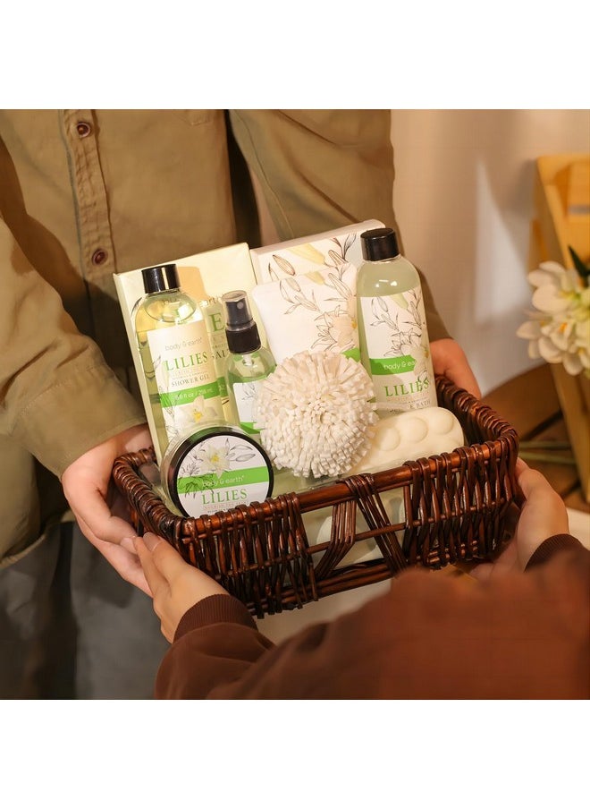 Spa Gift Baskets For Women Body & Earth 10pcs Spa Gifts For Women, Lily Gift Baskets Bath and Body Works Gift Set For Women with Bubble Bath, Body Lotion, Christmas Gift Baskets for Women Bath Set