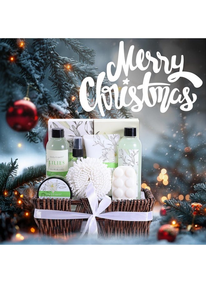 Spa Gift Baskets For Women Body & Earth 10pcs Spa Gifts For Women, Lily Gift Baskets Bath and Body Works Gift Set For Women with Bubble Bath, Body Lotion, Christmas Gift Baskets for Women Bath Set