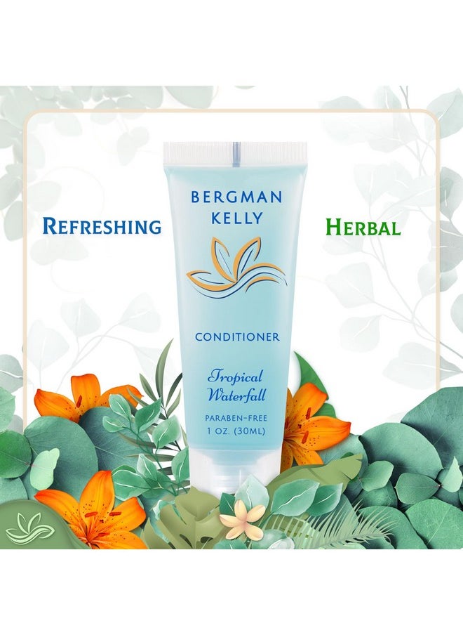 BERGMAN KELLY Round Hotel Soap Bars, Shampoo & Conditioner 3-Piece Set (1 oz each, 150 pc total, Tropical Waterfall), Delight Your Guests with Refreshing Bulk Travel Size Hotel Toiletries
