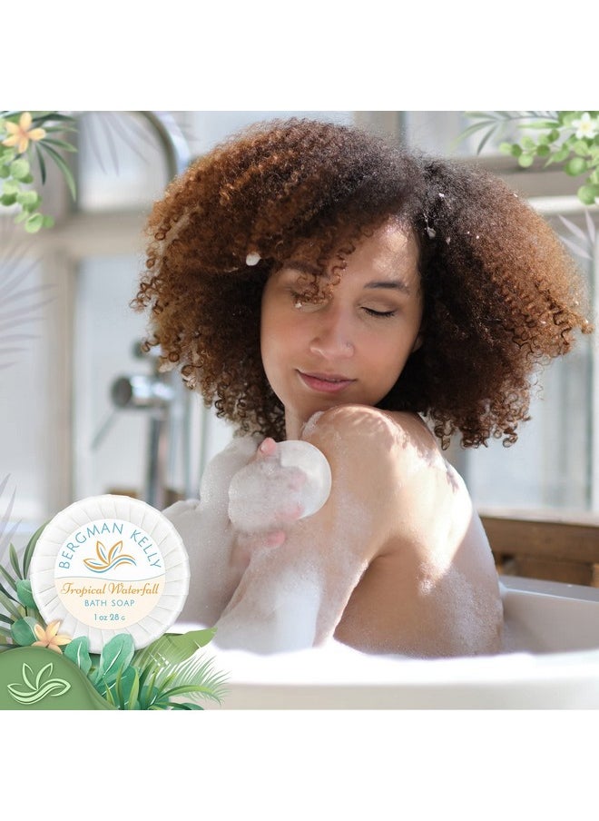 BERGMAN KELLY Round Hotel Soap Bars, Shampoo & Conditioner 3-Piece Set (1 oz each, 150 pc total, Tropical Waterfall), Delight Your Guests with Refreshing Bulk Travel Size Hotel Toiletries
