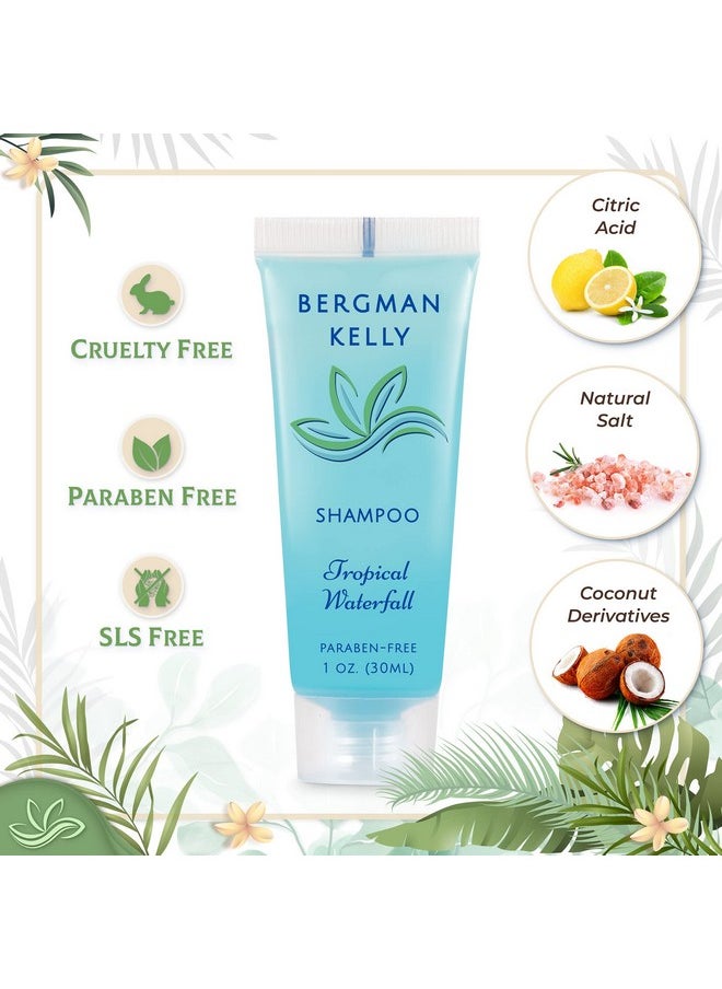 BERGMAN KELLY Round Hotel Soap Bars, Shampoo & Conditioner 3-Piece Set (1 oz each, 150 pc total, Tropical Waterfall), Delight Your Guests with Refreshing Bulk Travel Size Hotel Toiletries