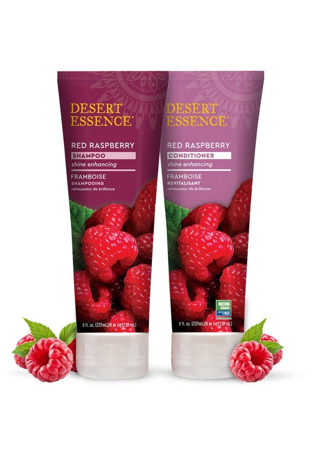 Desert Essence Red Raspberry Shampoo and Conditioner Bundle with Aloe Leaf Juice, Jojoba, Vitamin B-5 and Shea Butter, 8 fl. oz. and 8 fl. oz. Each