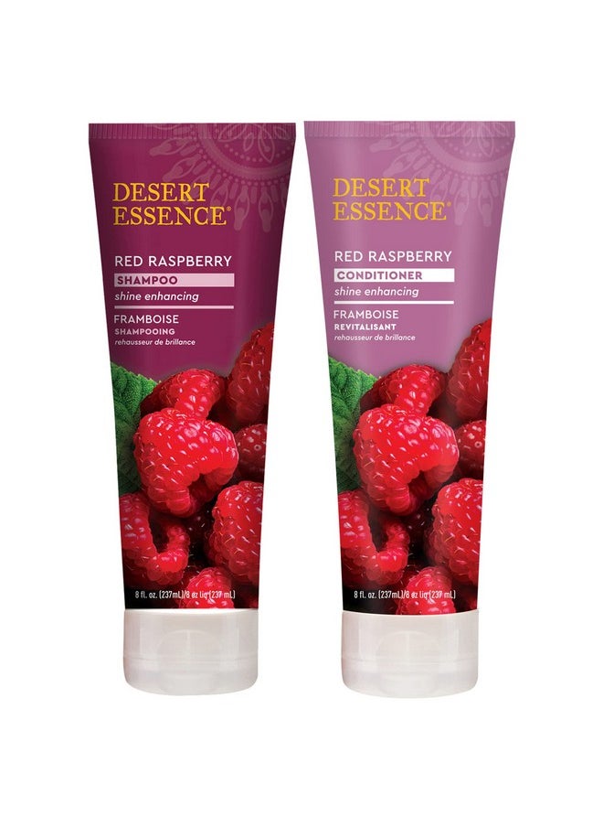 Desert Essence Red Raspberry Shampoo and Conditioner Bundle with Aloe Leaf Juice, Jojoba, Vitamin B-5 and Shea Butter, 8 fl. oz. and 8 fl. oz. Each