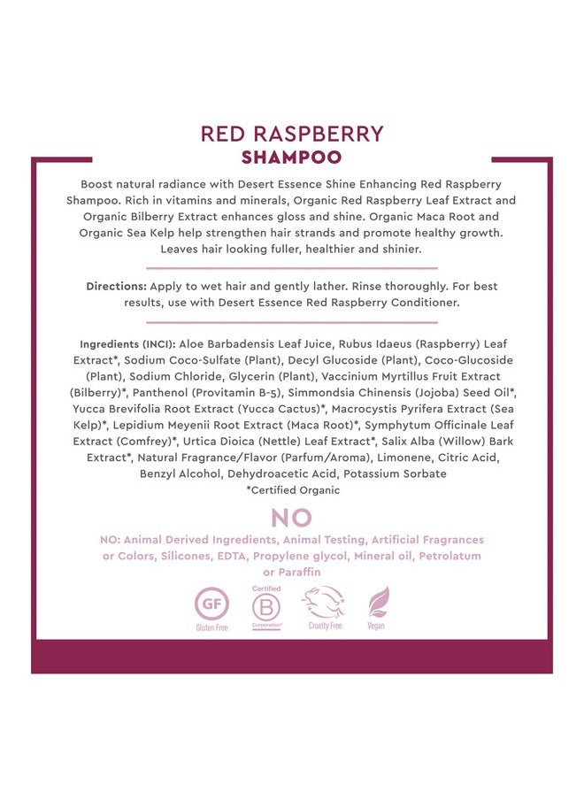 Desert Essence Red Raspberry Shampoo and Conditioner Bundle with Aloe Leaf Juice, Jojoba, Vitamin B-5 and Shea Butter, 8 fl. oz. and 8 fl. oz. Each