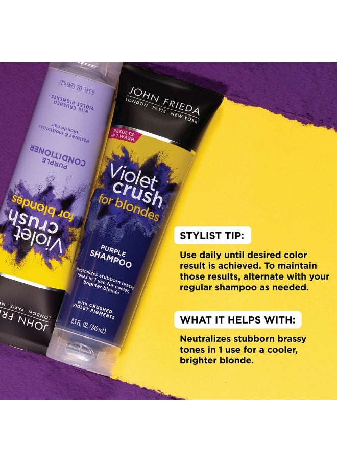 John Frieda Violet Crush Purple Shampoo and Conditioner Set - Blonde Toner Neutralizing Yellow Tones for Bleached and Platinum Hair, Enhancing Blonde Tones, 8.3 oz (2 Pack)