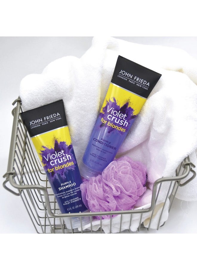 John Frieda Violet Crush Purple Shampoo and Conditioner Set - Blonde Toner Neutralizing Yellow Tones for Bleached and Platinum Hair, Enhancing Blonde Tones, 8.3 oz (2 Pack)