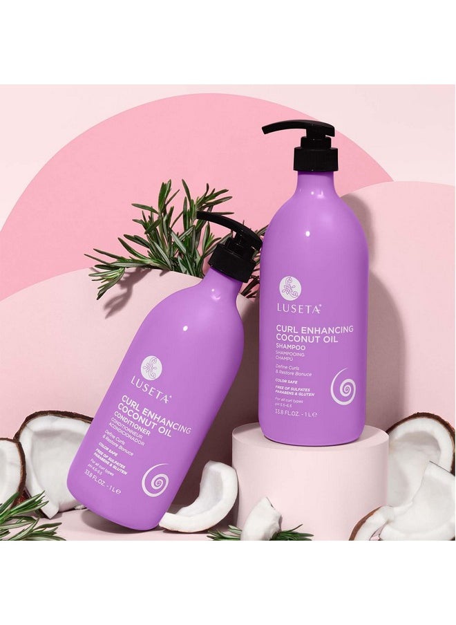 Luseta Curly Hair Shampoo and Conditioner Set - Define Curls and Restore Bounce with Coconut Oil for Waves and Curls, Intensely Moisturizing, Color Safe and Sulfate Free