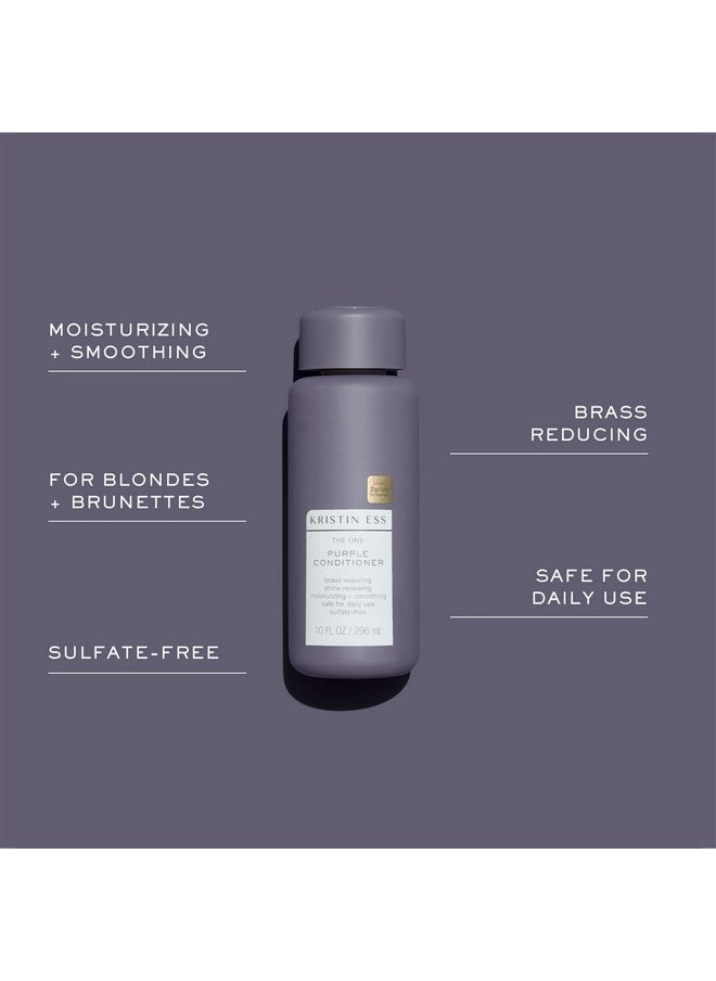 Kristin Ess Hair Purple Shampoo and Conditioner Set for Blonde, Brunette, Silver + Gray Hair, Anti Brass + Yellow Tones, Safe for Color Treated Hair, Sulfate Free Toning Shampoo Conditioner