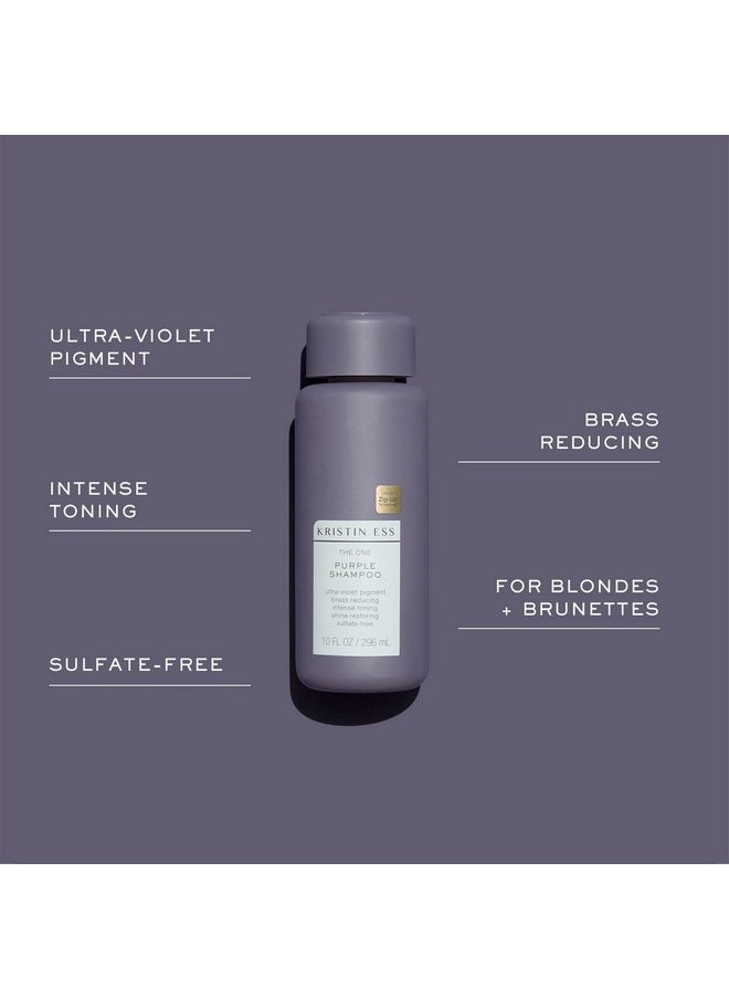 Kristin Ess Hair Purple Shampoo and Conditioner Set for Blonde, Brunette, Silver + Gray Hair, Anti Brass + Yellow Tones, Safe for Color Treated Hair, Sulfate Free Toning Shampoo Conditioner
