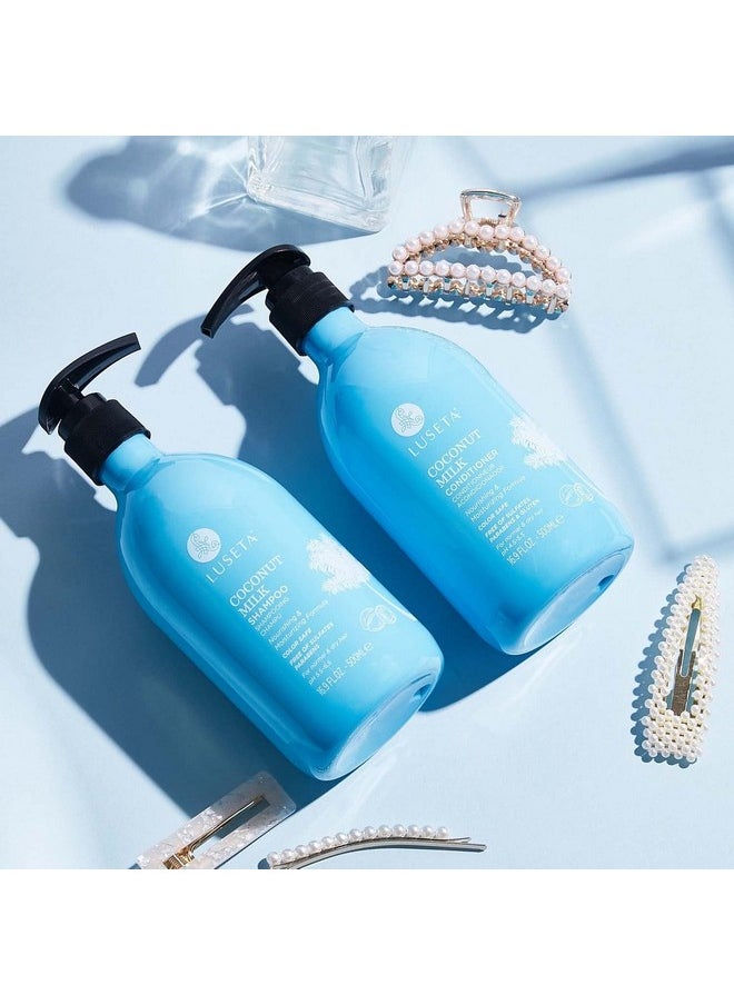 L LUSETA Coconut Milk Shampoo & Conditioner, Nourishing & Moisturizing Hair, Sulfate & Paraben Free, Keratin & Color Safe, 16.9oz Each