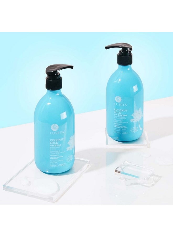 L LUSETA Coconut Milk Shampoo & Conditioner, Nourishing & Moisturizing Hair, Sulfate & Paraben Free, Keratin & Color Safe, 16.9oz Each