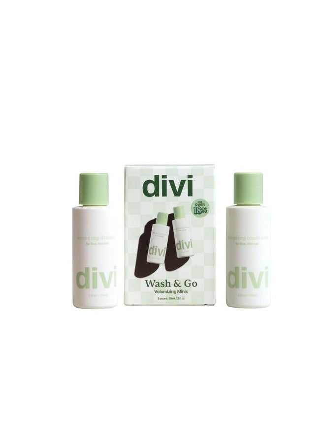 divi Mini Volumizing Shampoo & Conditioner - Lightweight Formula for Fine Hair - Designed to Strengthen and Protect the Hair from Damage - Travel Size, 2oz