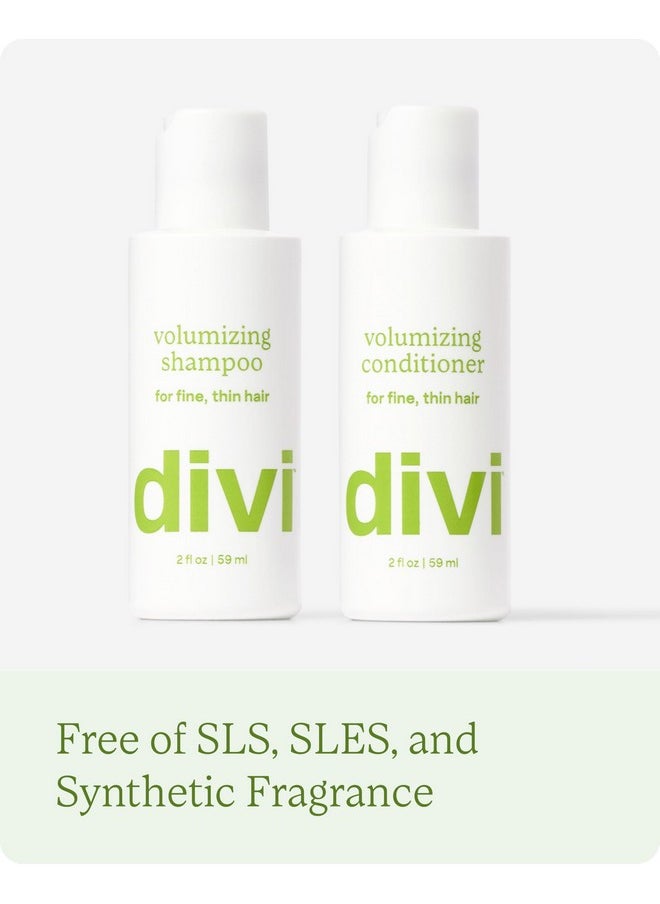 divi Mini Volumizing Shampoo & Conditioner - Lightweight Formula for Fine Hair - Designed to Strengthen and Protect the Hair from Damage - Travel Size, 2oz