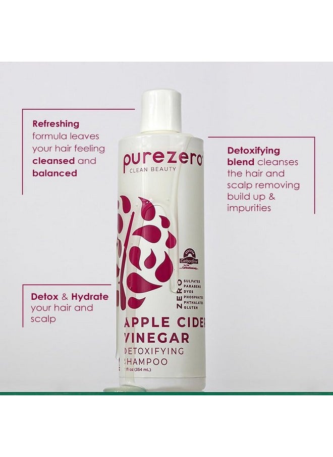 Purezero Apple Cider Vinegar Shampoo & Conditioner Set - Detox Scalp & Hair - pH balanced -Increase Hydration - Zero Sulfates, Parabens, Dyes - 100% Vegan & Cruelty Free - Great For Color Treated Hair