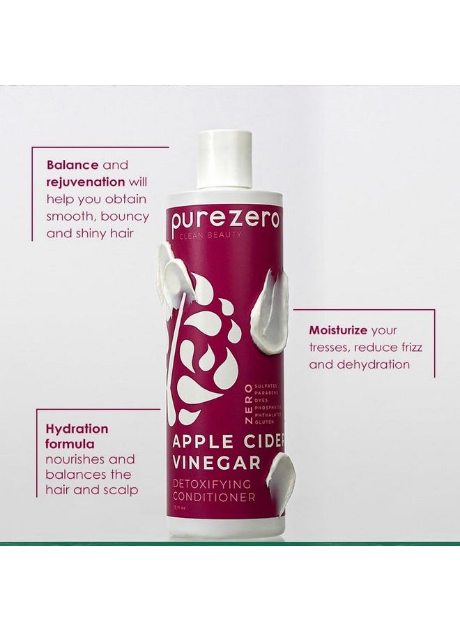 Purezero Apple Cider Vinegar Shampoo & Conditioner Set - Detox Scalp & Hair - pH balanced -Increase Hydration - Zero Sulfates, Parabens, Dyes - 100% Vegan & Cruelty Free - Great For Color Treated Hair