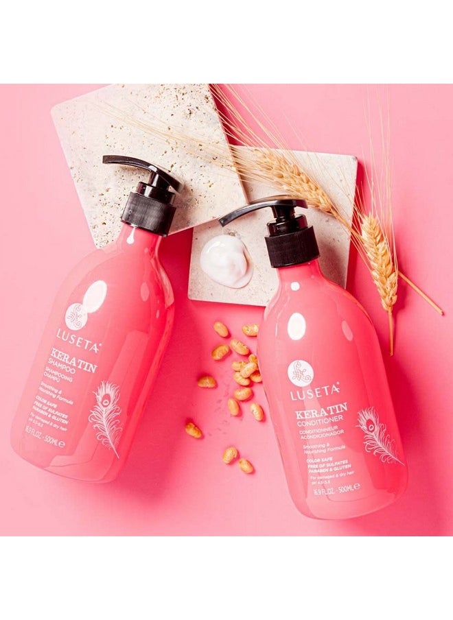Luseta Keratin Shampoo and Conditioner Set Moisturizing Treatment for Dry Hair Smooth & Repair Damaged Hair for Women Sulfate Free 16.9 oz