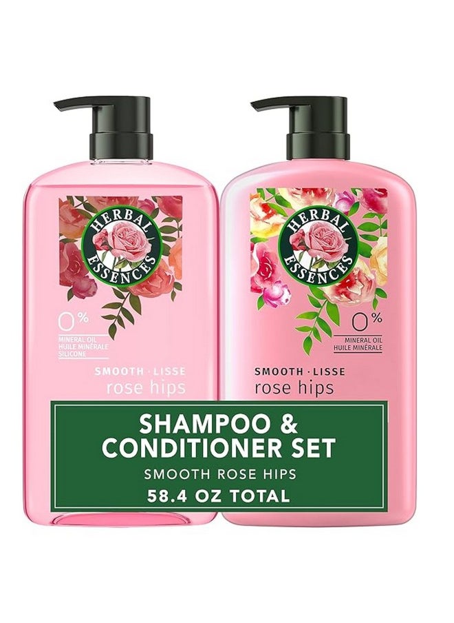 Herbal Essences Shampoo & Conditioner Set, Smooth Collection, Paraben-Free, Color-Safe, with Rose Hips & Vitamin E, 29.2 Fl Oz Each, 2-Pack