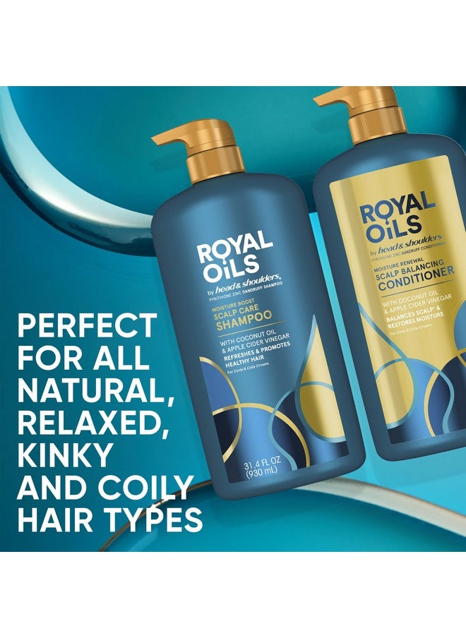 Head & Shoulders Royal Oils Dandruff Shampoo and Conditioner Set, Coconut Oil & Apple Cider Vinegar, Moisture Renewal, Scalp Relief, Curly & Coily Hair, Anti Dandruff, 31.4 Fl Oz Each, 2 Pack