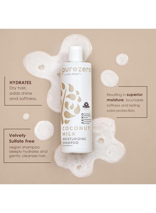 Purezero Coconut Milk Shampoo & Conditioner Set - 100% Vegan & Cruelty Free - Intense Hydration & Increase Shine - Zero Sulfates, Parabens, Dyes - Fight Dandruff & Frizz