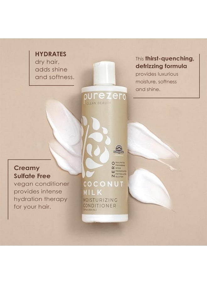 Purezero Coconut Milk Shampoo & Conditioner Set - 100% Vegan & Cruelty Free - Intense Hydration & Increase Shine - Zero Sulfates, Parabens, Dyes - Fight Dandruff & Frizz