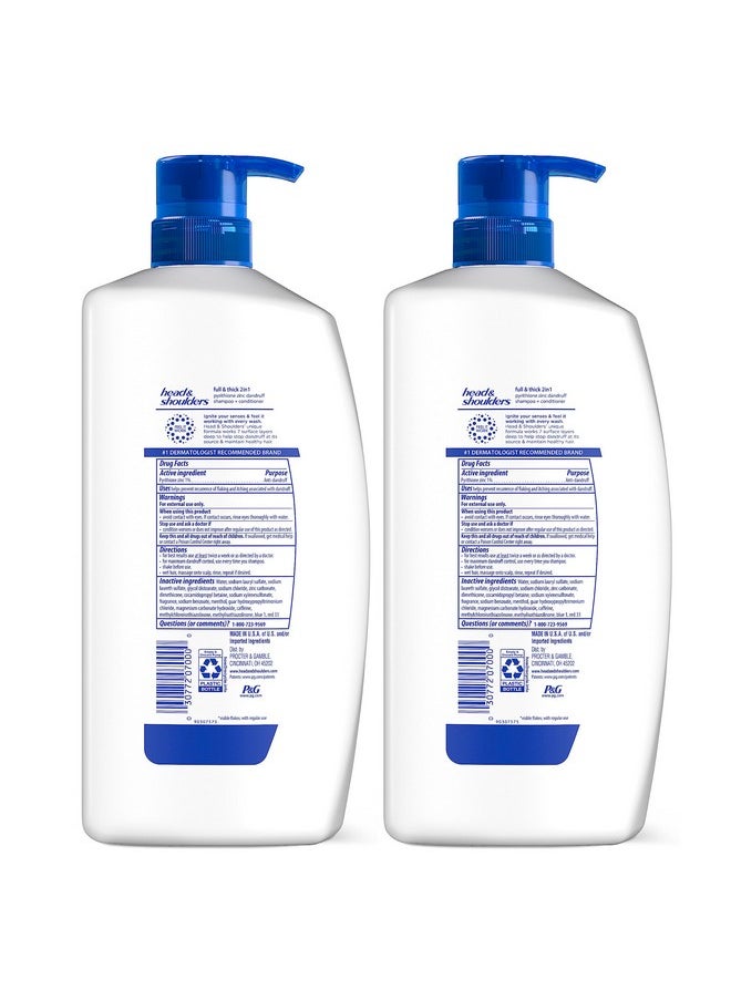 Head & Shoulders Anti-Dandruff 2 in 1 Shampoo and Conditioner, Full and Thick, 31.4 Fl. Oz (Pack of 2)