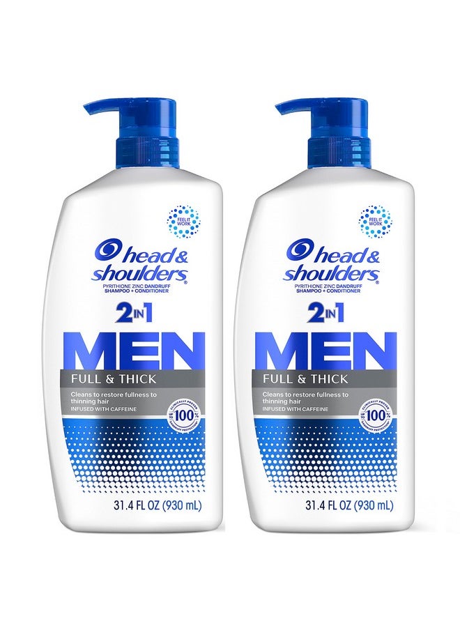Head & Shoulders Anti-Dandruff 2 in 1 Shampoo and Conditioner, Full and Thick, 31.4 Fl. Oz (Pack of 2)
