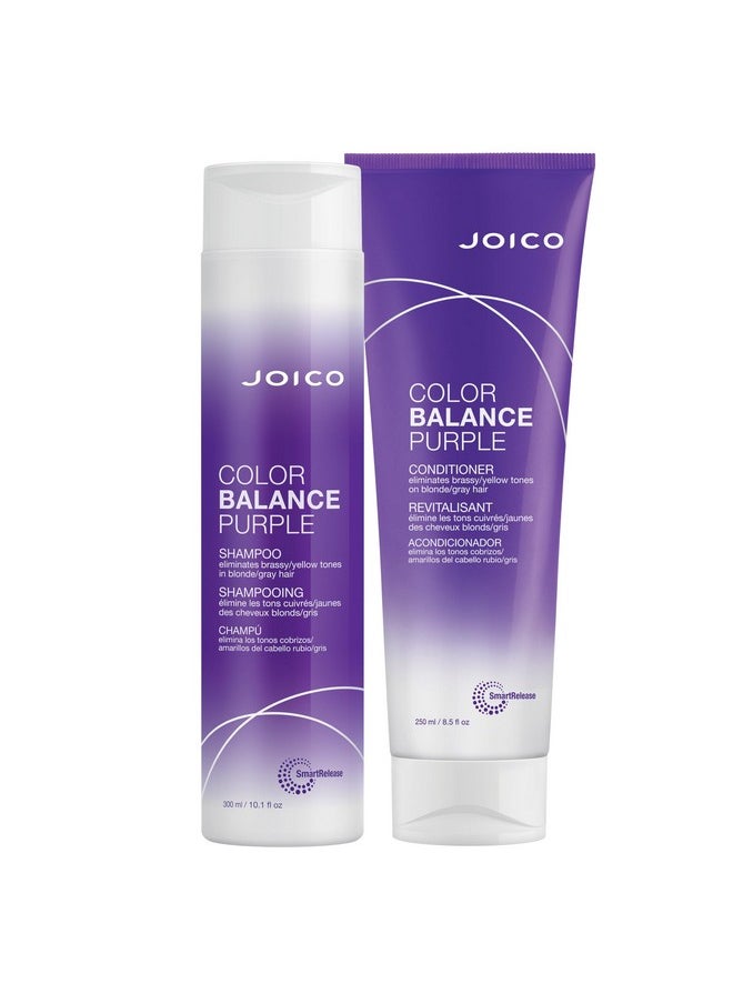 Joico Color Balance Purple Shampoo & Conditioner Set | Eliminate Brassy and Yellow tones | For Cool Blonde or Gray Hair